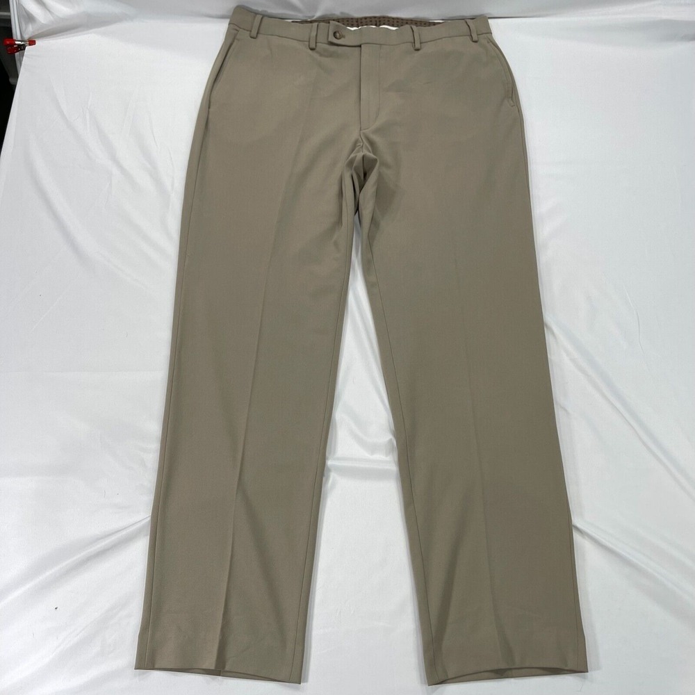 Lauren Ralph Lauren Stretch Dress Pants Men 36x31 Tan Straight Flat Front Slacks